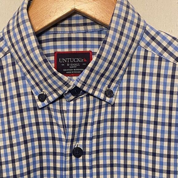UNTUCKit Shirt Mens XS Extra Small Blue White Slim Fit Long Sleeve Button Down. - Picture 2 of 11
